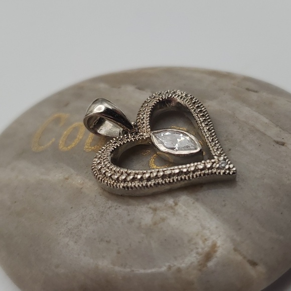 Infinity heart pendant art deco sterling - Picture 2 of 3